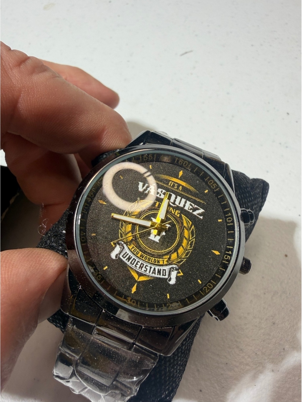Men's Black and Gold Analog Watch